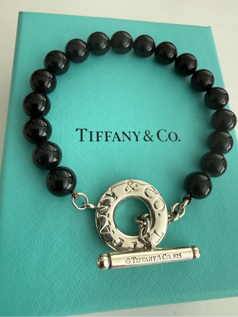 8” 🖤Black Onyx Beaded Bracelet - 8mm beads - Tiffany & Co.